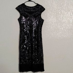 Black Sequins Luxurious fringe Dress